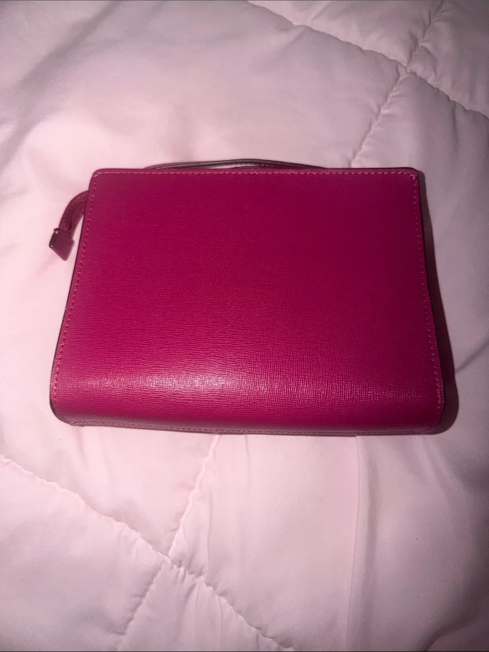 kate spade magenta wristlet clutch with gold logo